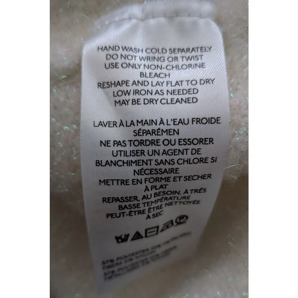 Women's Anthropologie Ivory Fuzzy Tie-Back Crew Neck Sweater M - Picture 9 of 10